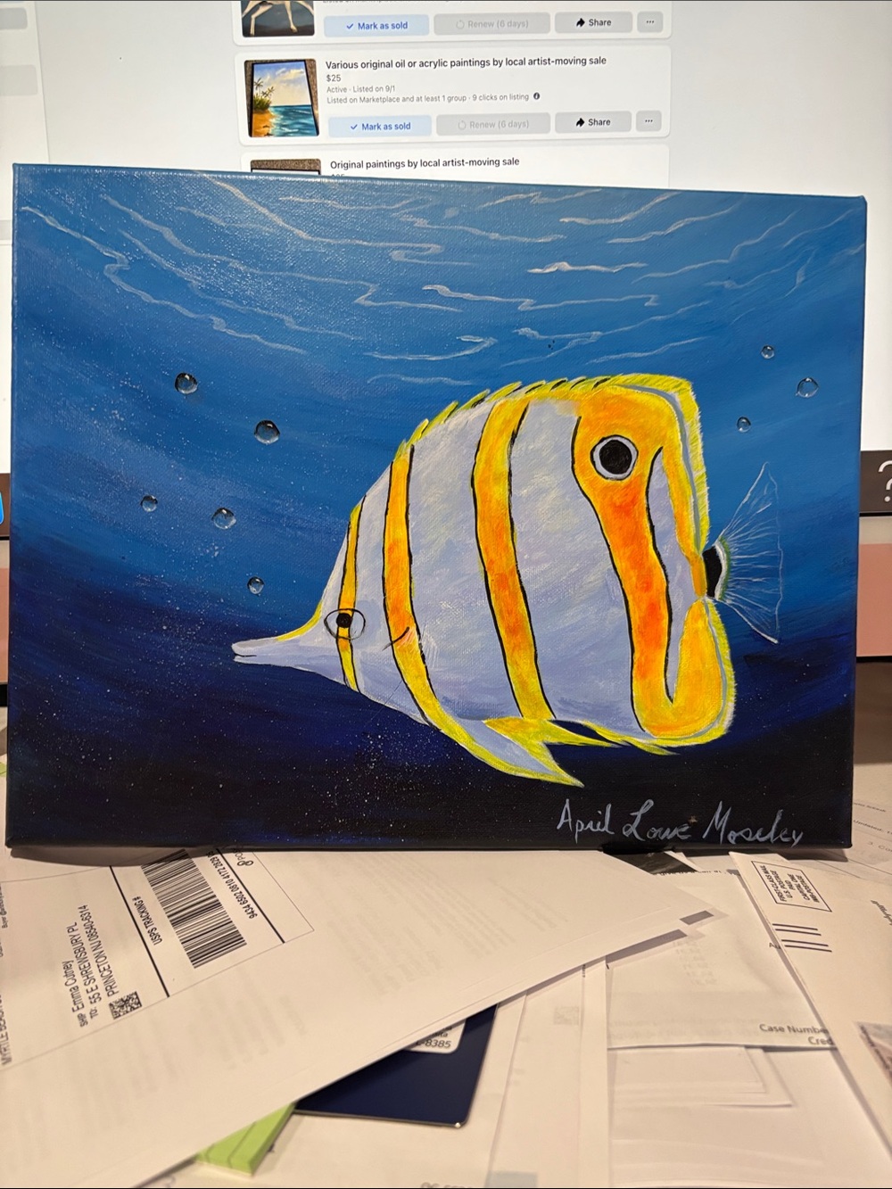 “Butterfly Fish” original oil painting